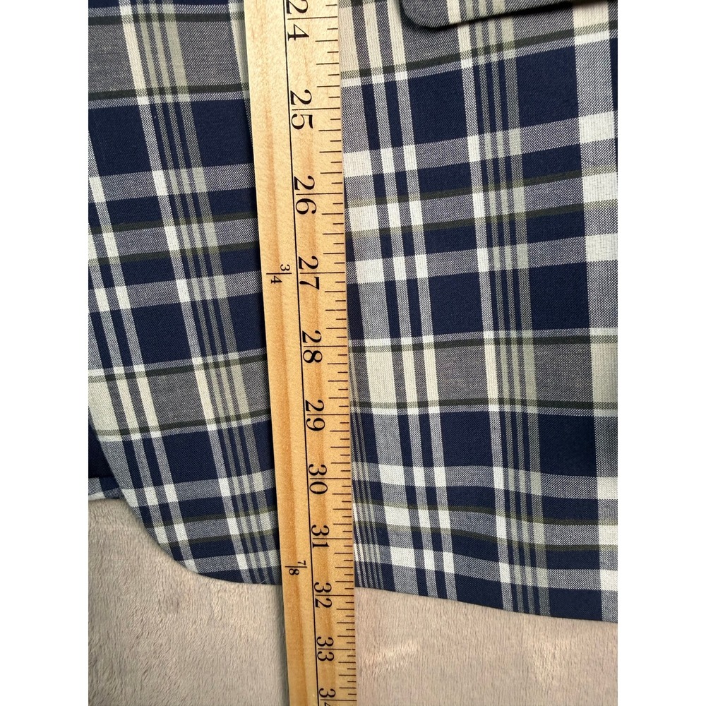 Lauren Ralph Lauren Mens 46R Plaid Blazer Navy White Cotton Sport Coat Jacket - Picture 9 of 11